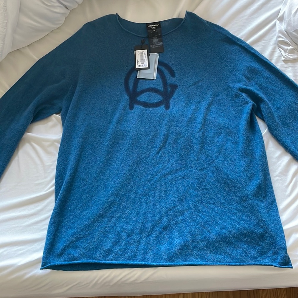 Giorgio Armani blue cashmere  sweater !!!
